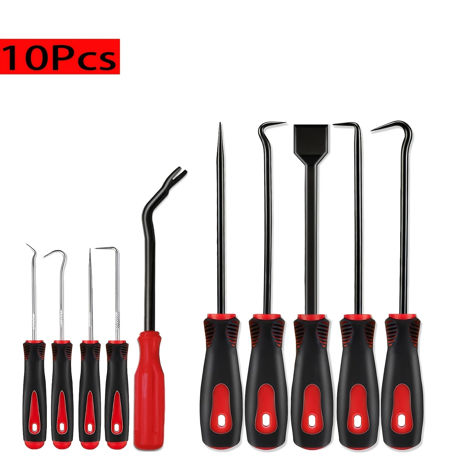 10-piece precision automotive pick set for removing oil seals, O-ring seals, and gaskets in cars without the need for batteries.