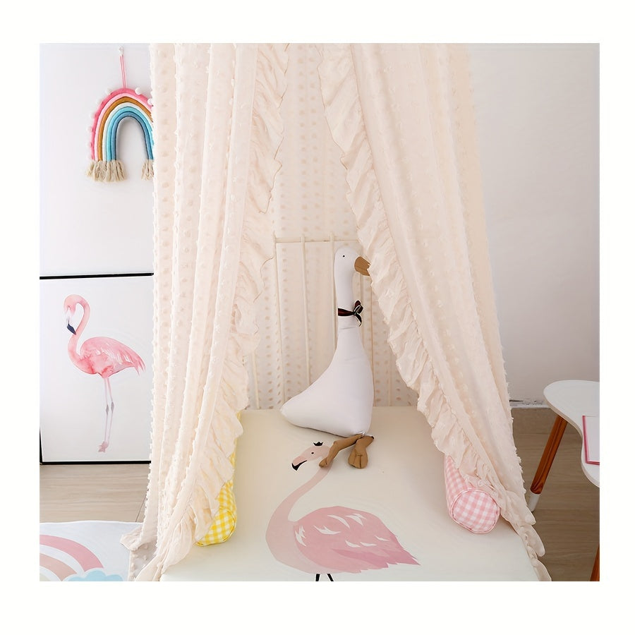 1pc Lace Crib Curtain Chiffon Mosquito Net Tent for Kids' Reading Nook or Crib Bed, Princess or Prince Round Dome Hanging Netting Curtains for Children's Bed.