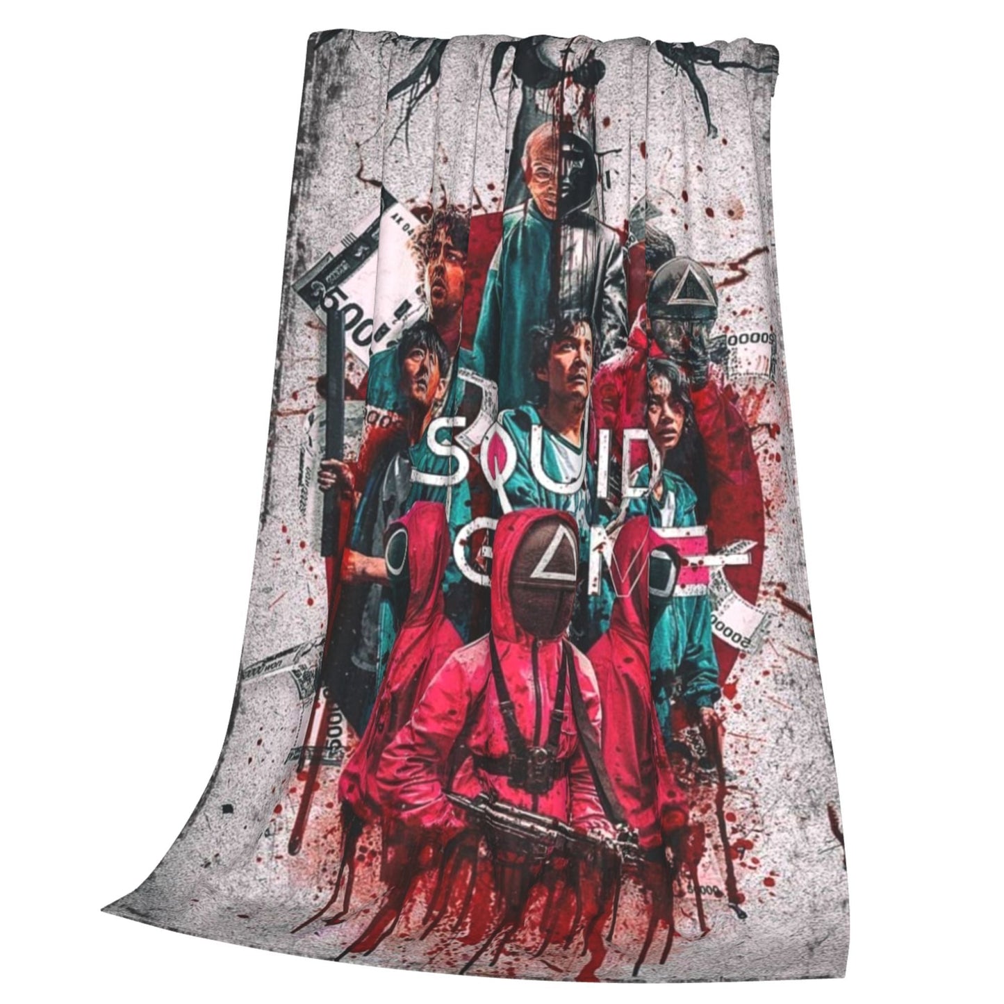 SQUAD GAME" Themed Flannel Throw Blanket - Luxuriously Soft and Cozy for Year-Round Comfort on Couch, in Office, on Bed, or while Camping - Featuring Unique Splatter Design, Ideal for Gifting during the Holiday Season