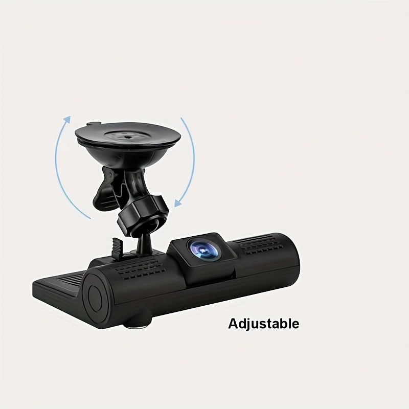 New Three-Lens Night Vision Driving Recorder with Suction Mount, 720p Video Capture, 64GB Memory Card Compatible, Push Button Control, Car Plug Power Mode, OUYAAQII Brand