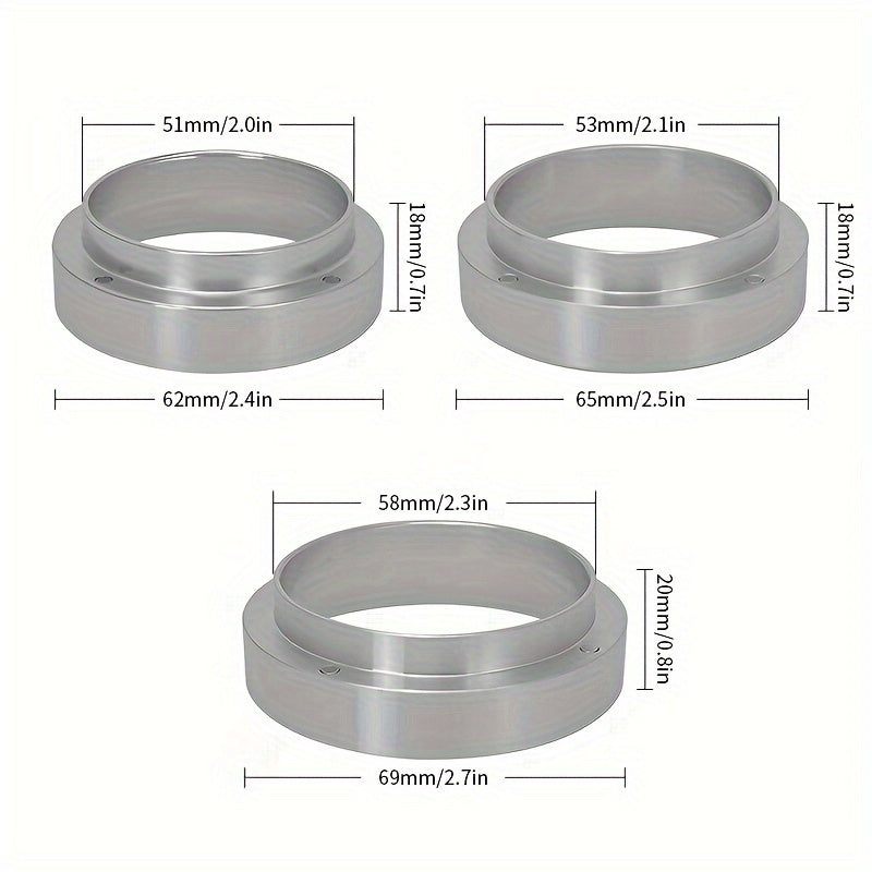 Durable Espresso Barista Tool: Aluminum Alloy Magnetic Round Ring Coffee Dosing Ring for 51mm, 53mm, and 58mm.