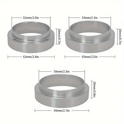 Durable Espresso Barista Tool: Aluminum Alloy Magnetic Round Ring Coffee Dosing Ring for 51mm, 53mm, and 58mm.