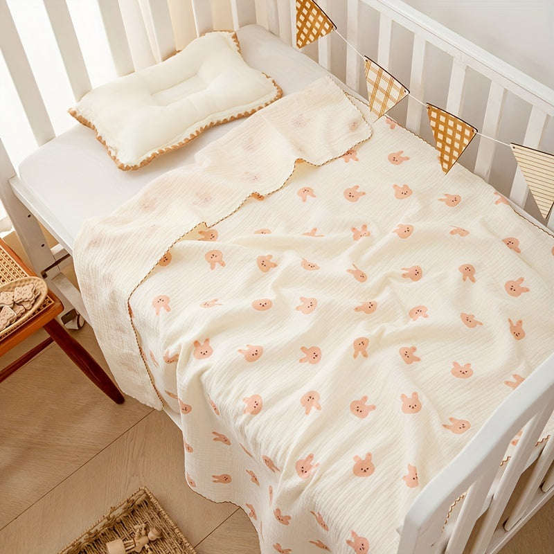 Soft and breathable infant summer thin quilt cover made of class A two-layer full gauze wrinkle cloth, perfect for an air-conditioned room.