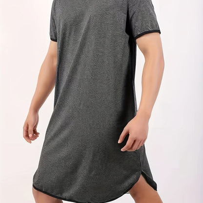 Stretchy V-neck Knee-Length Sleepwear Robe for Men