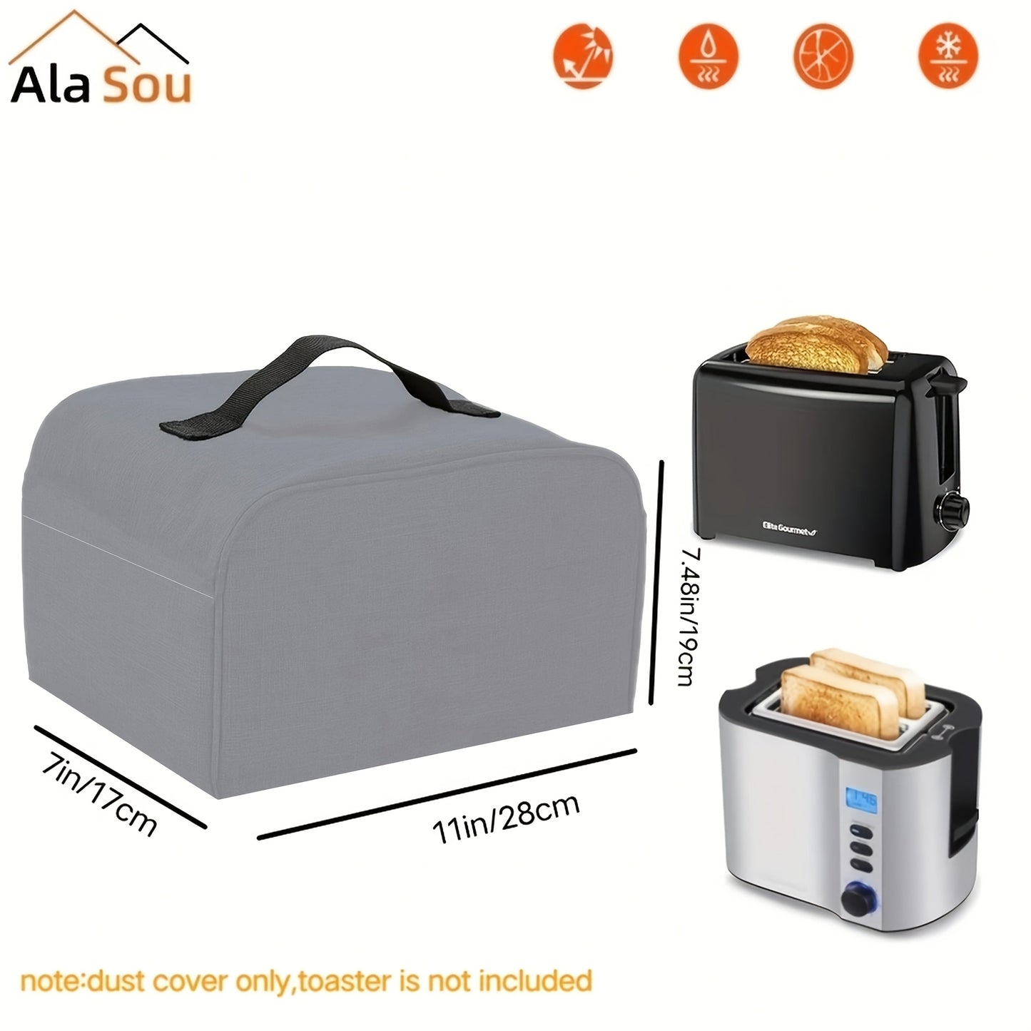 Introducing the Alasou 1Pack Bread Machine Cover, a durable protective cover designed to shield your bread machine from dust. Crafted with heavy-duty, dust-resistant material, this cover is suitable for a variety of bread machine models. Perfect for use