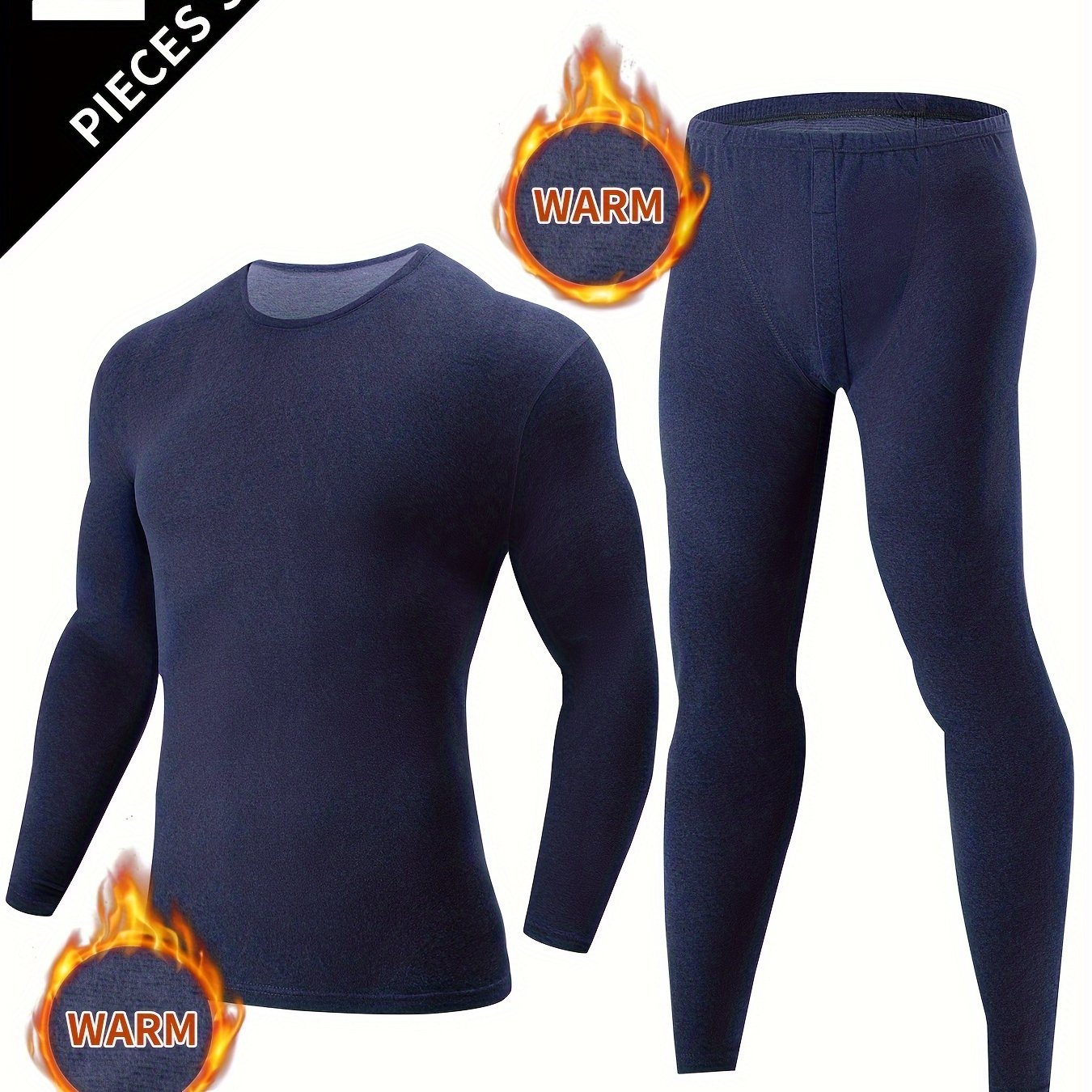 Men's Thermal Underwear Set for Autumn/Winter - Slim Fit Long Sleeve Top and Bottom - Soft, Comfortable, Warm