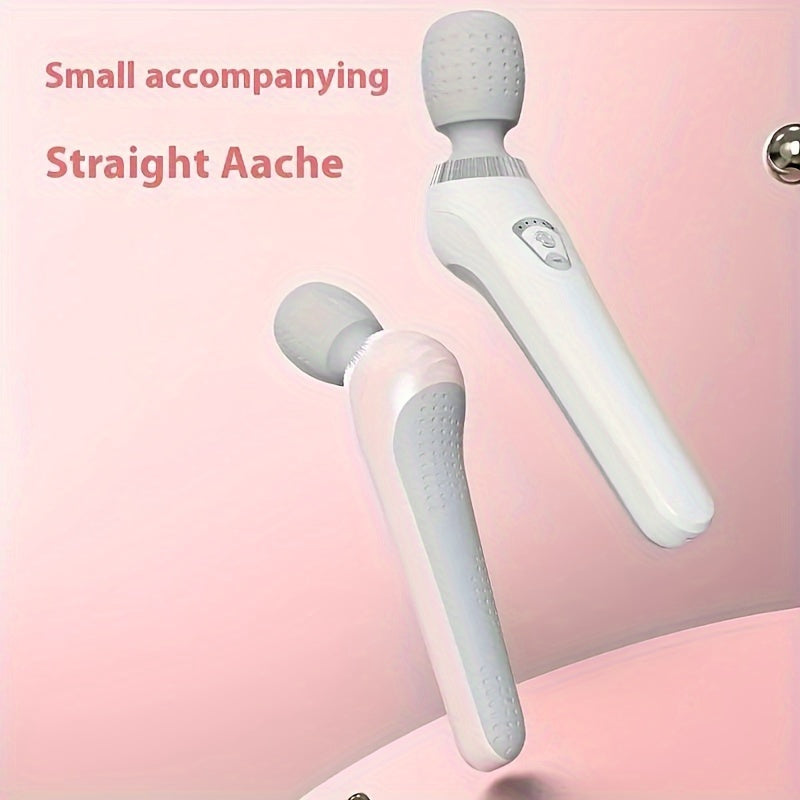 Portable handheld massager for deep tissue massage with high-frequency vibration. USB rechargeable with lightweight plastic design and 1200mAh lithium battery. Ideal for neck, back, legs