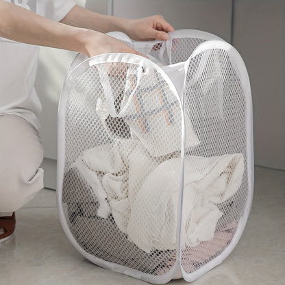 '- Round, High-Capacity Mesh Laundry Hamper with Handles - Collapsible Design, Ideal for Storing Dirty Clothes & More - Made of Durable Polyester Fiber