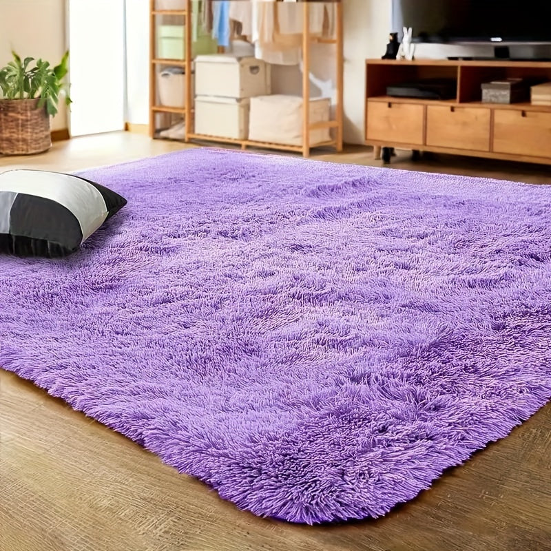 Luxurious Purple Shag Area Rug - Soft, Non-Slip & Simple to Maintain for Stylish Living Room and Bedroom Decoration