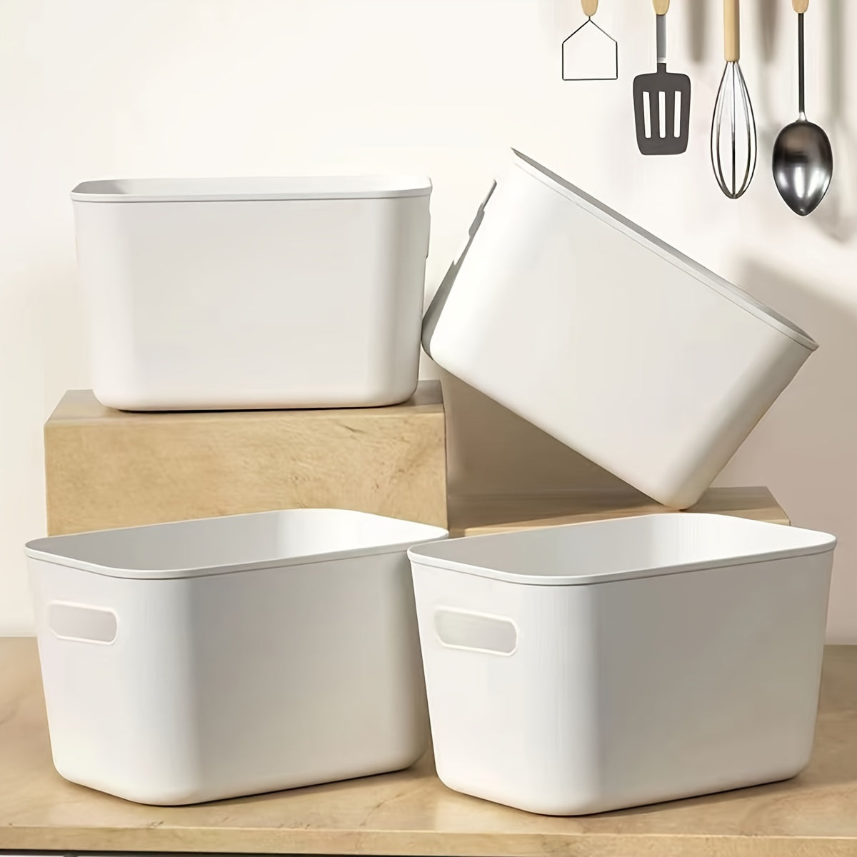 4-8 pieces of white storage boxes for children's toys, student dorm snacks, underwear, pantyhose, kitchen clutter, and more.