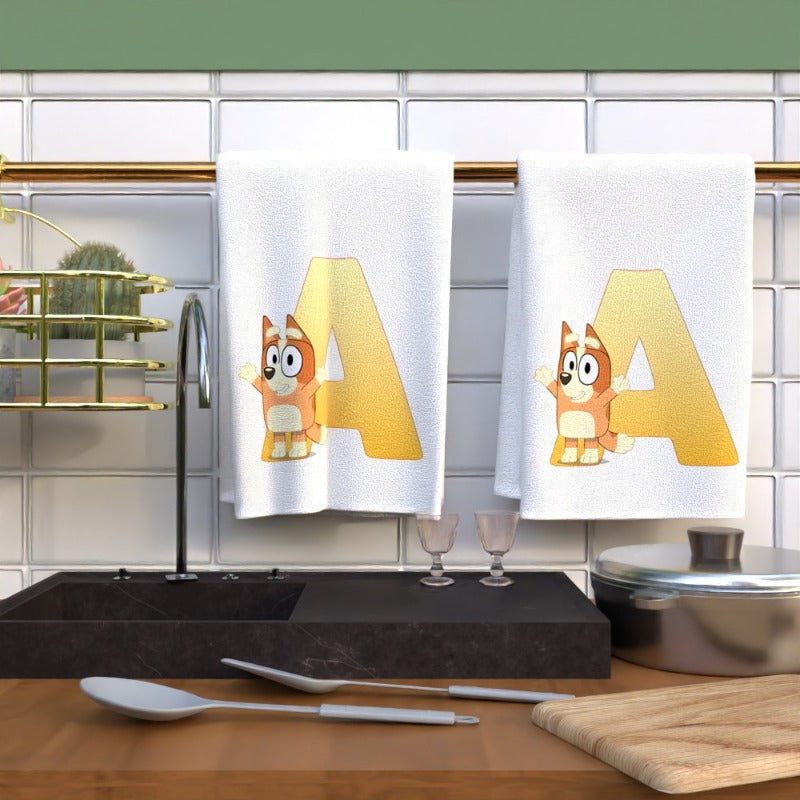 Brighten up your kitchen with these 2 Cartoon Style Alphabet Kitchen Towels, measuring 45.72*66.04 cm each. Perfect for kids, these fun and colorful dish towels feature cute letter designs. Add a touch of uniqueness to your home with these cartoon