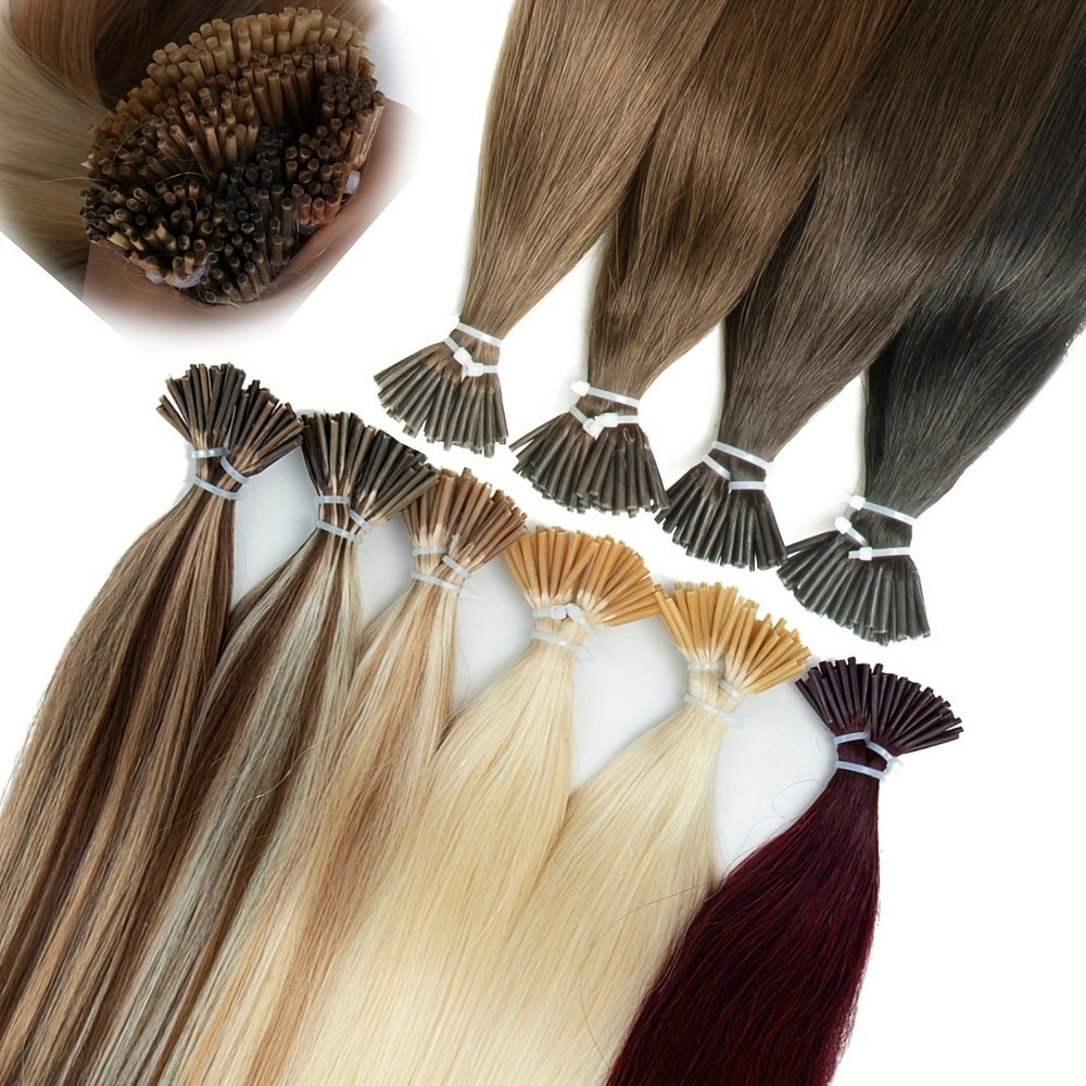 50pcs Human Hair Extensions in various colors (Black, Brown, Blonde) for all women, 30.48-50.8 cm long, lightweight 0.6g each.