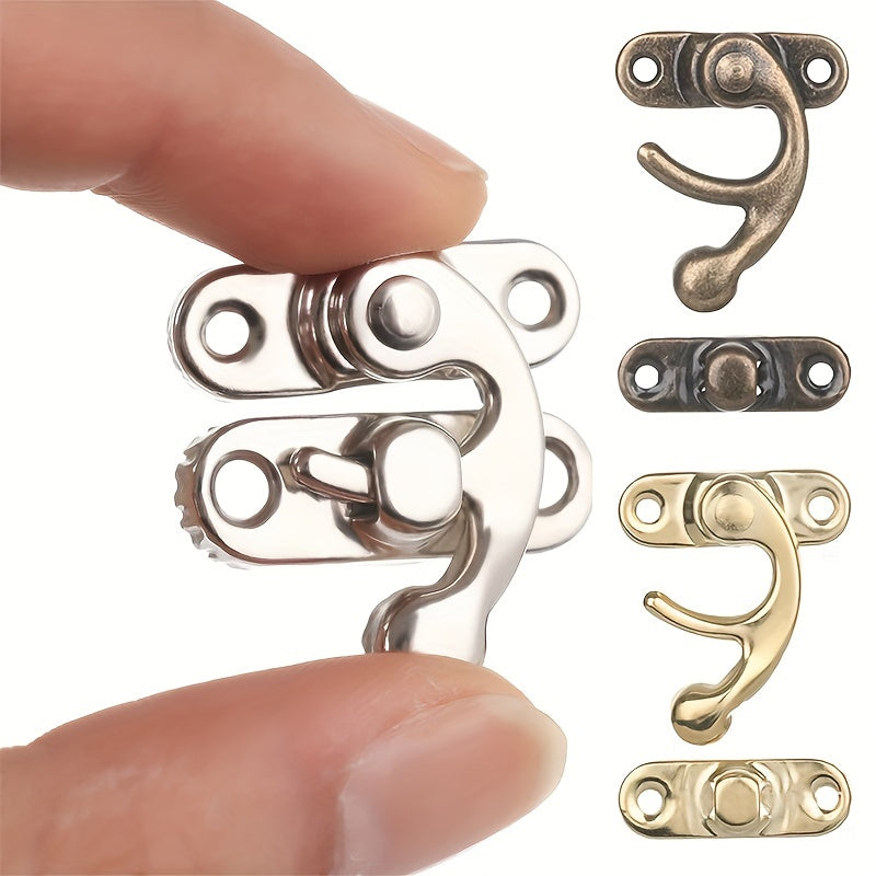 10pcs Antique Bronze Iron Padlock Hasp Hook Locks, 27x32mm with screws included. Ideal for mini jewelry boxes and furniture hardware. Also suitable for decorative or brass finish locks.