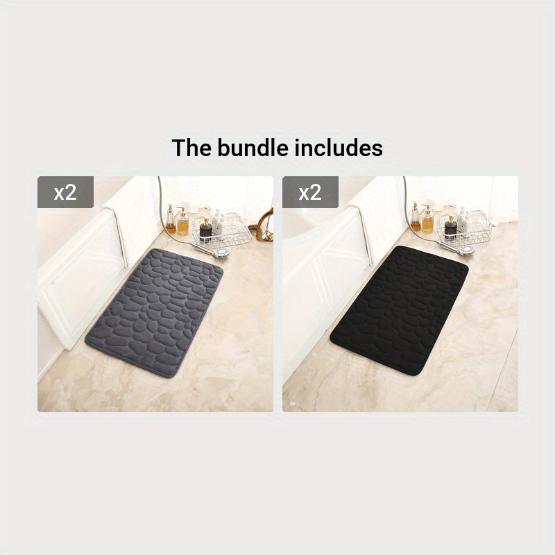 1 piece of Pebble Pattern Floor Mat made with memory cotton for the bathroom, designed to absorb water at the doorstep, featuring a non-slip backing for added safety. Can also be used as a carpet.