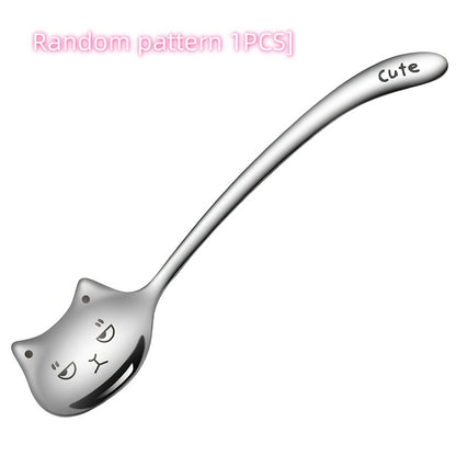 Durable stainless steel cat spoon with unique long handle design, perfect for coffee, tea, and dessert. Ideal as a birthday gift.