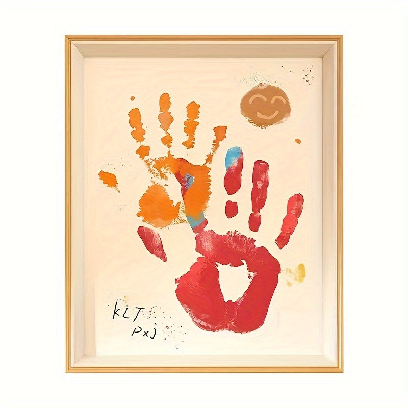 Handprint Keepsake Frame Set for Couples - Create your own painted palm print memory art with this DIY kit. Perfect for anniversaries or as a Valentine's Day gift, this wooden frame holds a single picture.