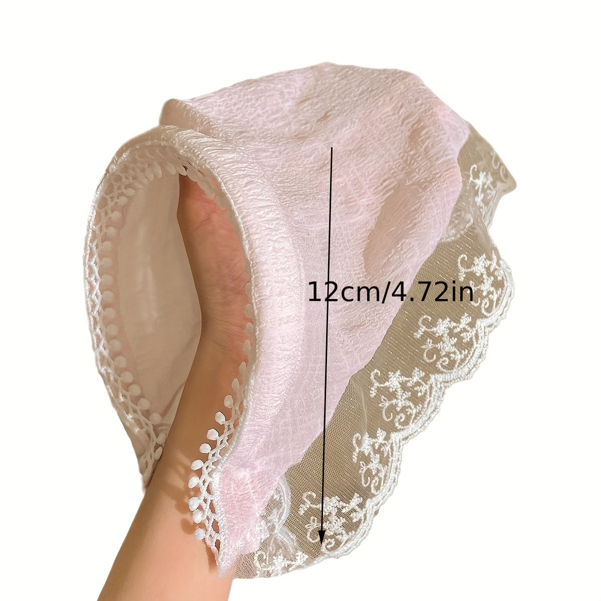 Chic lace knit triangle scarf doubles as sun protection headband for women, perfect for summer style.