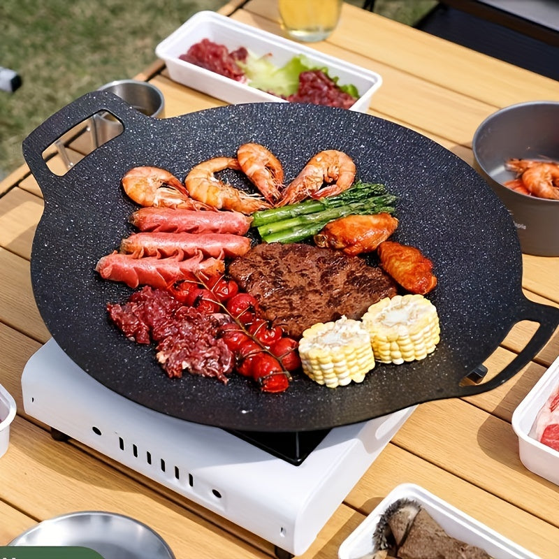 Durable Korean BBQ Grill - Nonstick Cast Iron Skillet for Indoor & Outdoor Use, Must-Have Cooking Tool for Your Kitchen, Portable Design, 1.5mm Thickness, Convenient to Transport