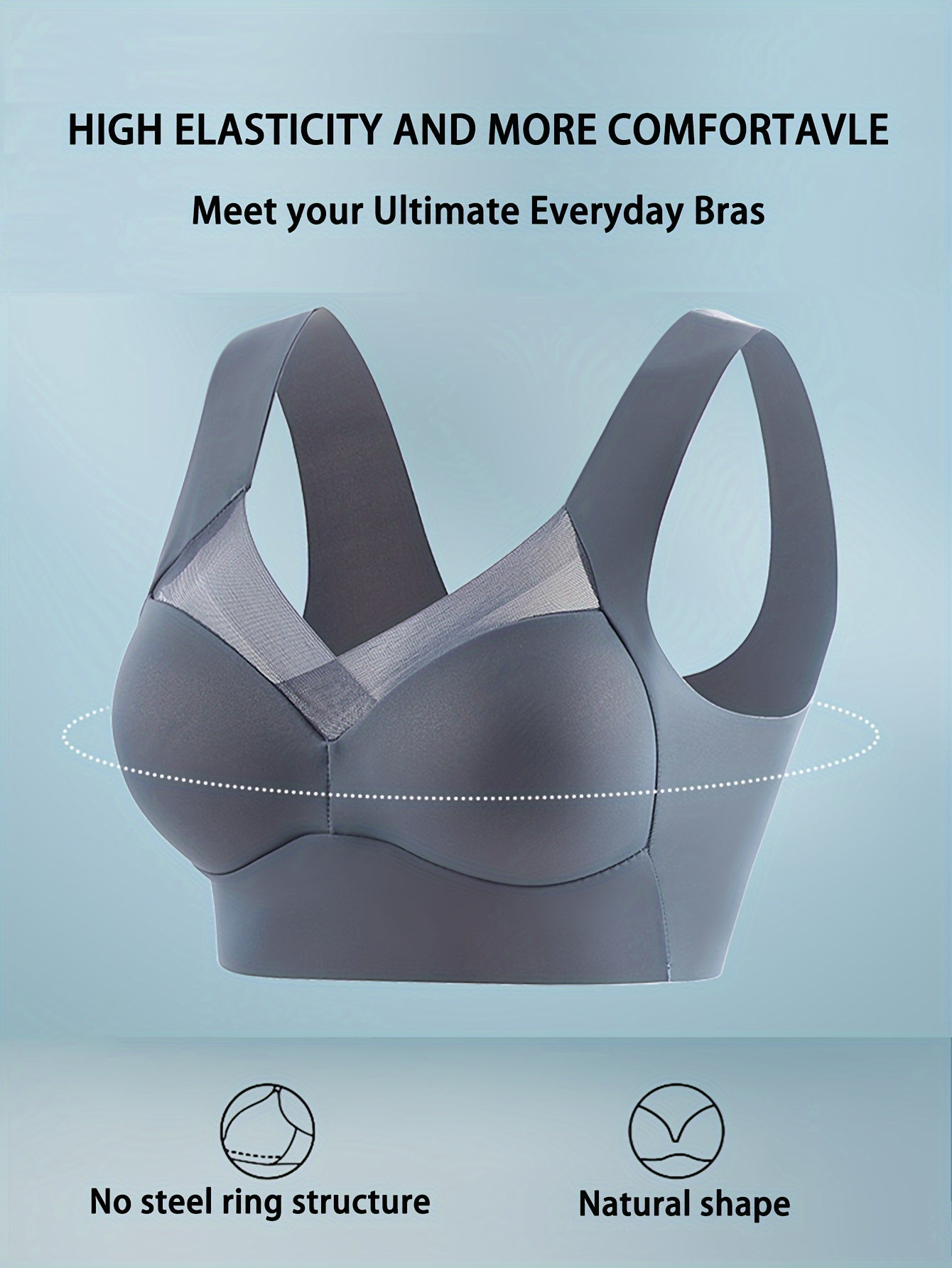 Women's comfortable and breathable solid color vest bra underwear without steel ring.