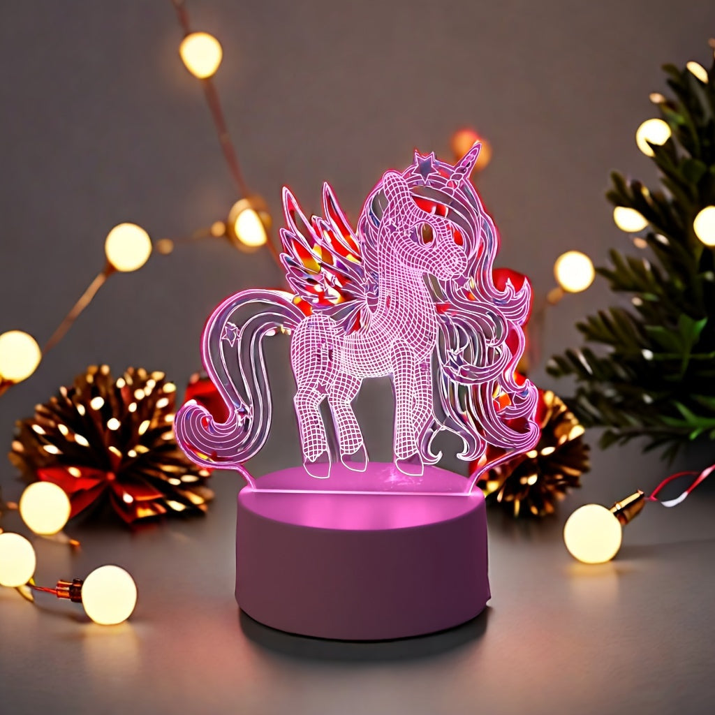 3D Pegasus Unicorn Night Light - USB Powered Desk Lamp with Switch for any Room, Great for Christmas, Weddings, Birthdays - Unique Gift Idea