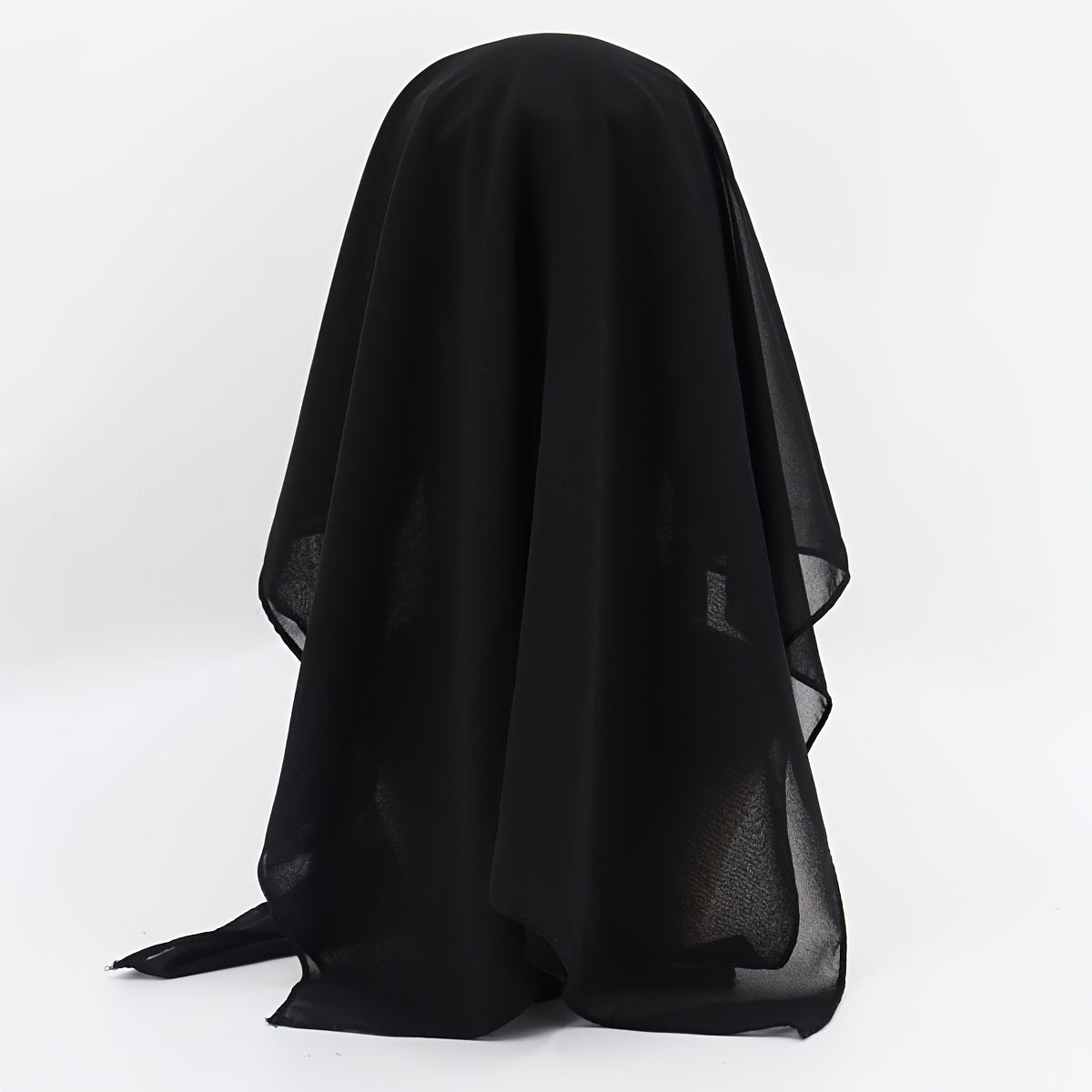 Black Chiffon Full Face Niqab Veil - a Casual, Thin, Breathable Headscarf and Head Wrap Perfect for Women