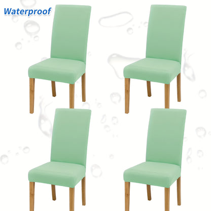 4-6pcs Stretch Milk Fiber Chair Covers with Water-Resistant Elastic Bands, Machine Washable, 92% Polyester 8% Spandex Fabric, 140-160g Weight. Ideal for Home and Restaurant Decoration.