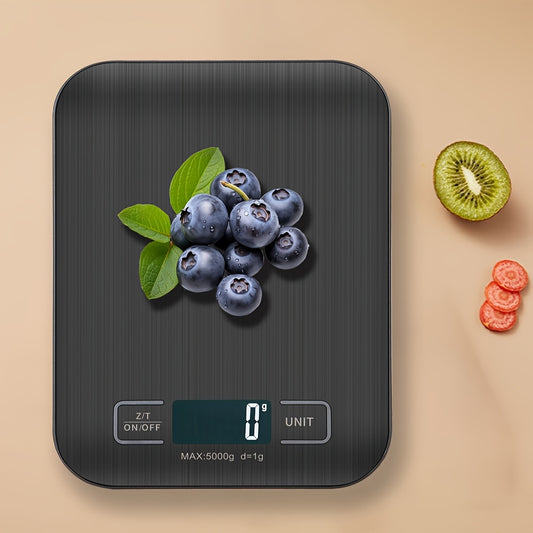 Compact digital kitchen scale can measure in grams and ounces. It has a 22lbs/50kg capacity, LCD display, and is ideal for baking, cooking, and weighing coffee. Lightweight