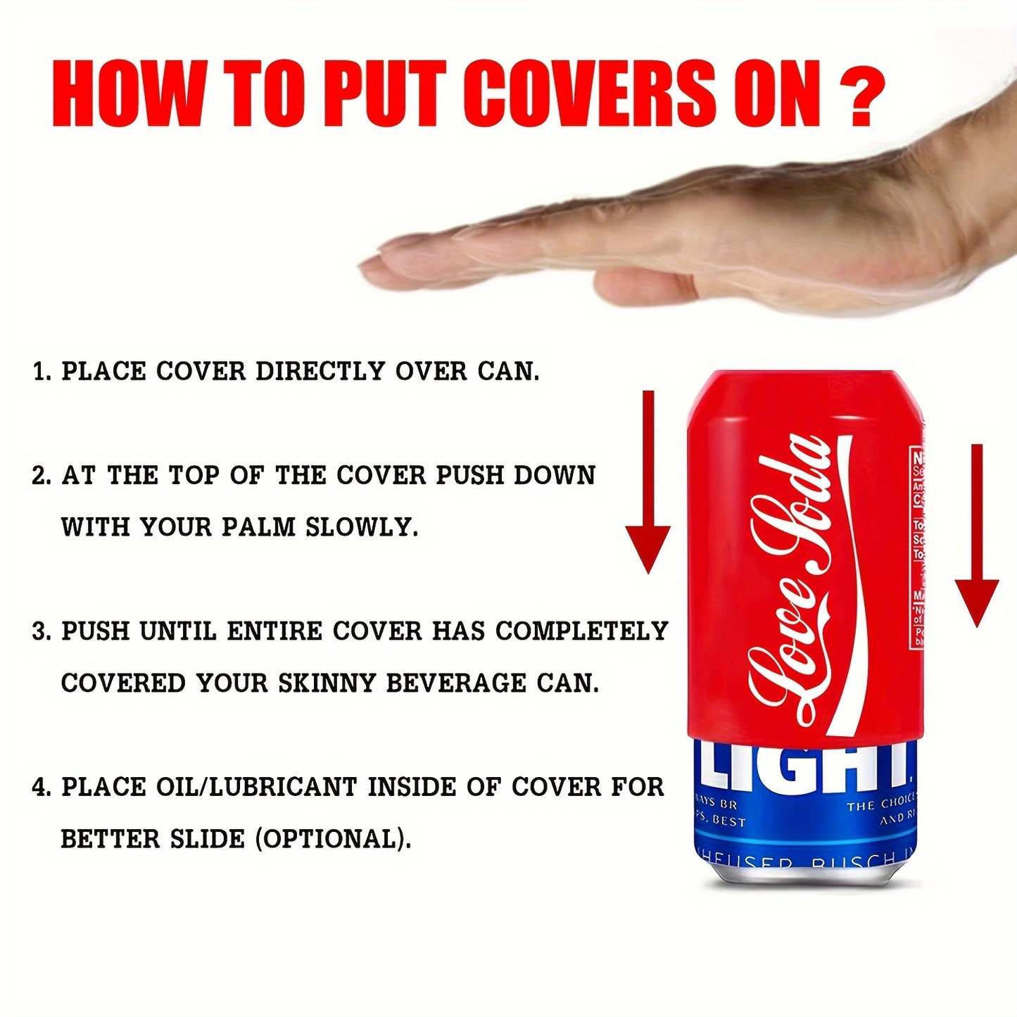 LOVE SODA Silicone Cover disguises beer cans as soda cans for 12/16fl.oz (355ml/500ml) sizes. Available in 1pc and 3pcs sets.