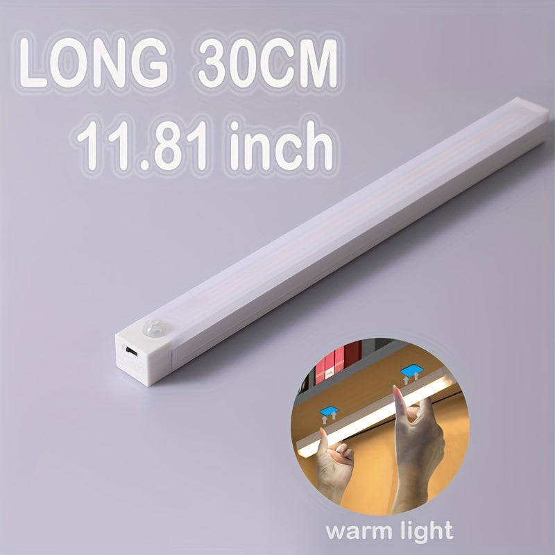 Motion-Activated LED Light Strip - Wireless, Magnetic Mount, USB Rechargeable for Various Spaces