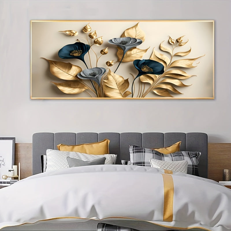 1pc Creative Canvas Poster featuring Golden Leaves Painting, Modern Art for Bedroom, Office, Living Room, Cafe, Bar, Home and Dorm Decor.