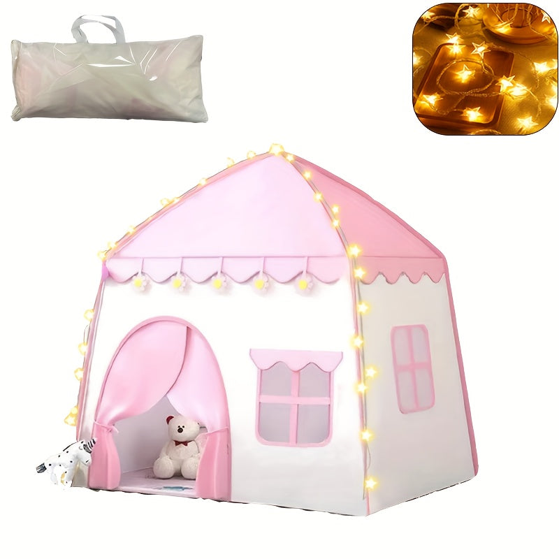 Pink Princess Tent with Star Lights, Indoor/Outdoor Playhouse, Great Gift for Boys and Girls.