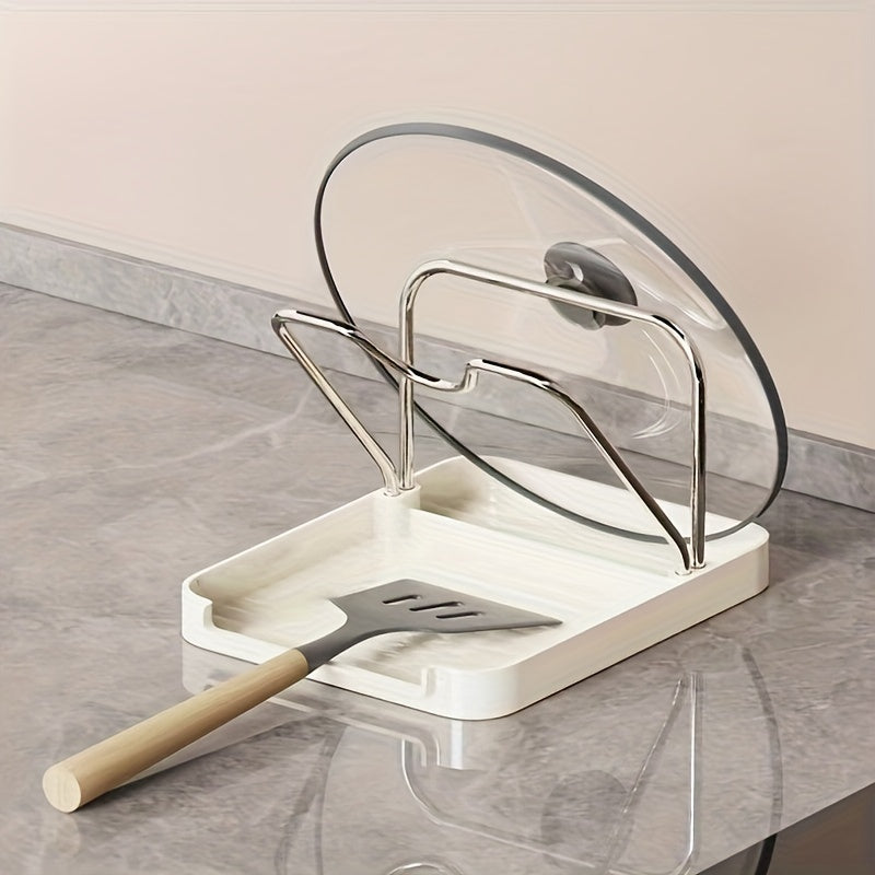 Double-Layer Pot & Utensil Holder with Drainage- a versatile kitchen organizer made from durable ABS material, featuring a no-drill installation method.