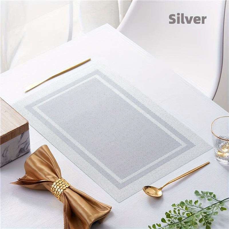 4-piece household kitchen insulation table mat, water and heat-resistant, simple design for hotels, bars, and tea cups. Thick striped mat for protection.