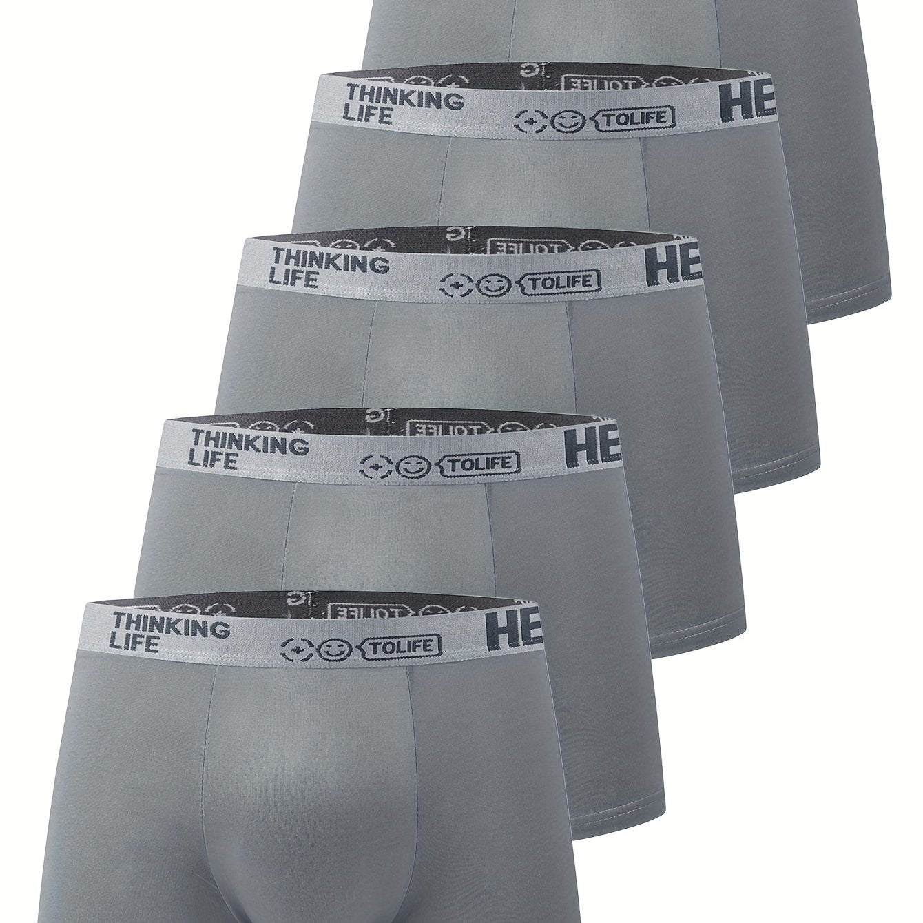 5 dona Erkaklar 'HELLO' Boxer Briefs - Zamonaviy, Havo o'tkazuvchi, Qulay, Yuqori cho'ziluvchan, Tez quriydigan Sport Trunks