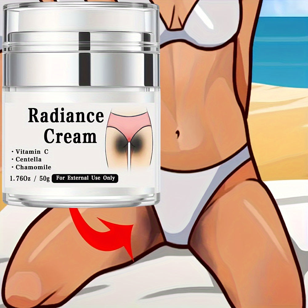 1.76oz/50g Radiance Cream for private parts care, contains Vitamin C, Niacinamide, Centella Asiatica, and Chamomile extract, suitable for sensitive areas such as underarms, joints, butt