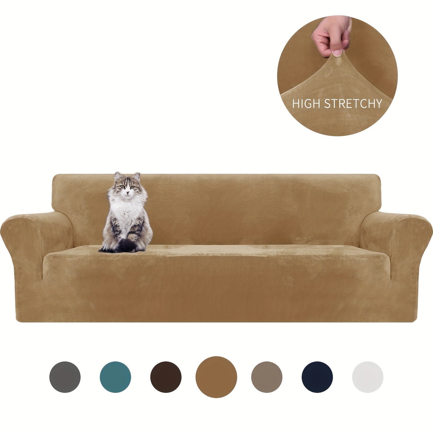 Thickened velvet sofa cover with elastic bottom for all seasons, suitable for pets and provides universal anti-scratch protection for living room home decor.