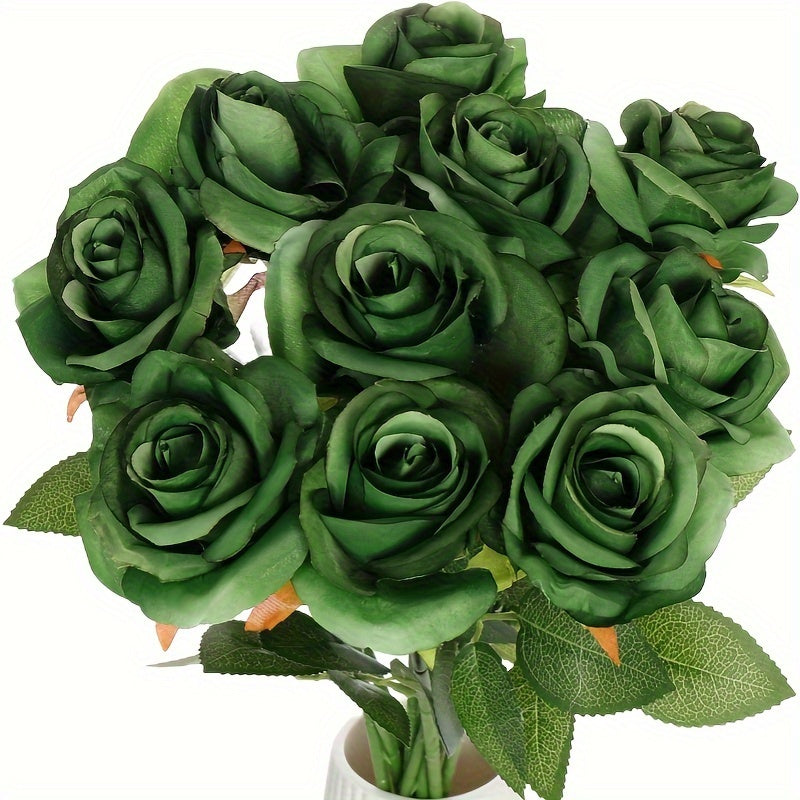 10 fake roses with stems for home, wedding, or office décor. Ideal for Valentine's Day, proposals, weddings, and aesthetic décor.