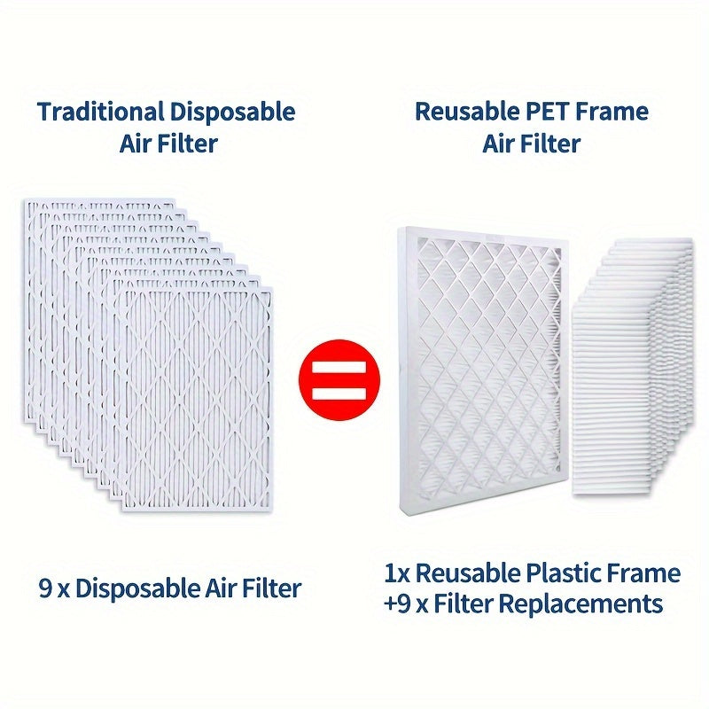 TopWell offers a set of 9 reusable air filters measuring 14x20x1 inches. These high-quality filters have a MERV rating of 13 and 1800 MPR, making them compatible with AC/HVAC furnaces. The filters come with a durable plastic frame, ensuring long-lasting