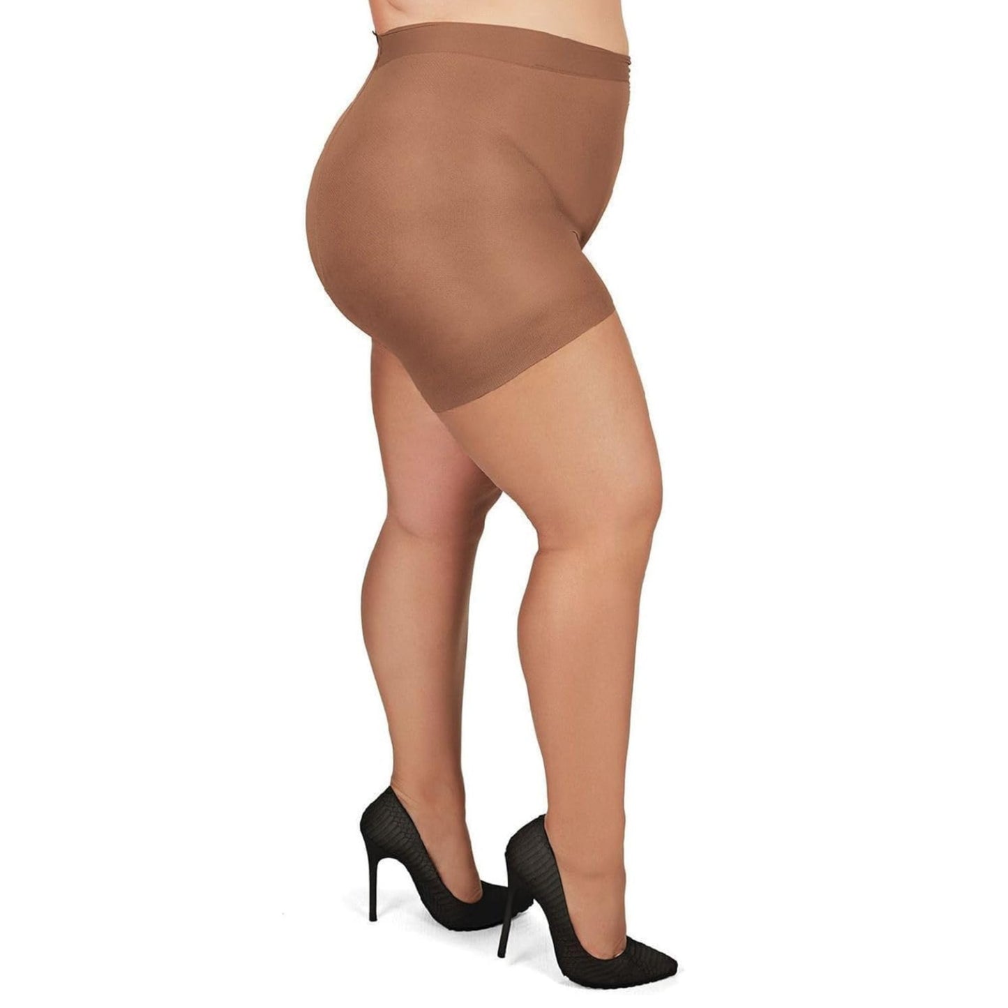 Plus Size Control Top Tights for Women, High Waist Sheer Pantyhose