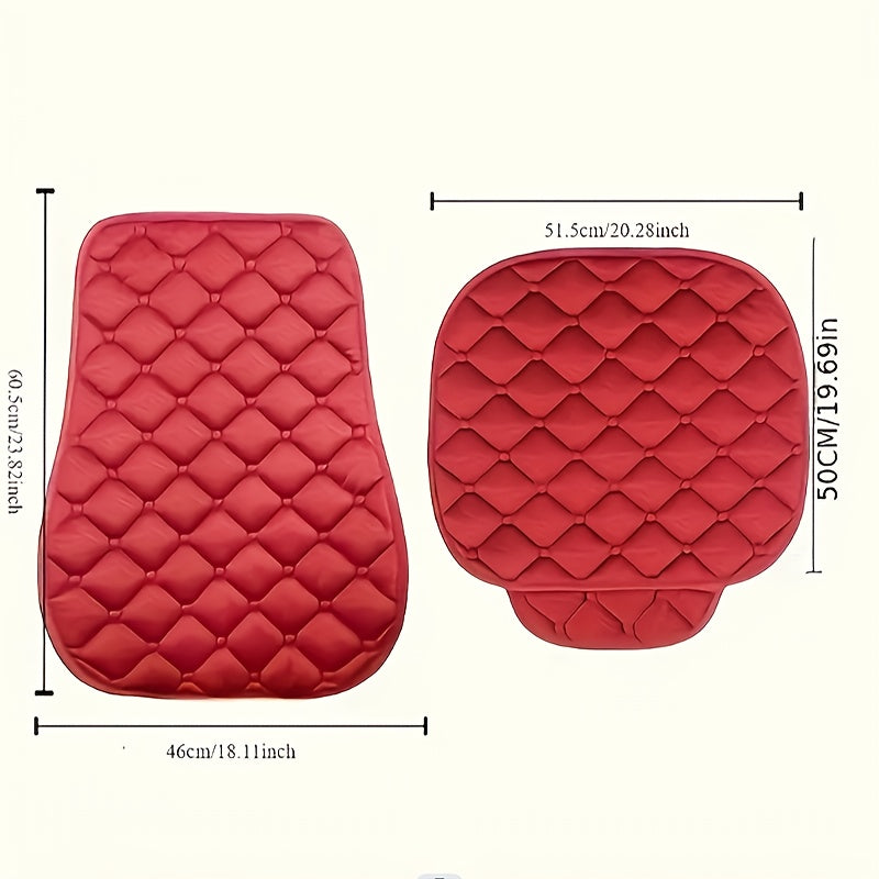 1 Set of 2 luxury plush car seat cushion covers in oval shape. No filler included. Hand wash only. Universal fit for front row seat bottom and backrest in sedan, SUV, pickup, or small