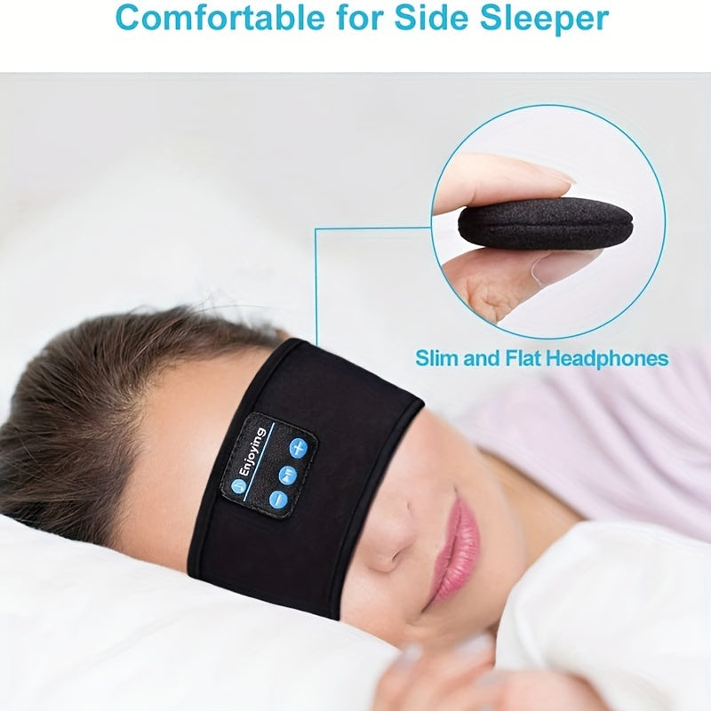 XMSJ Wireless Sleep Headphones Headband - 3-in-1 wireless music eye mask with volume control and USB charging, ideal for side sleepers.