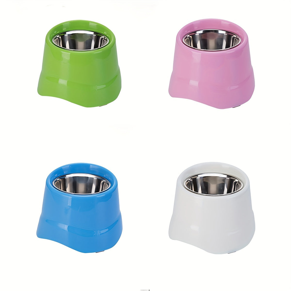 Stainless steel high table food bowl for tall pets in small and medium sizes.