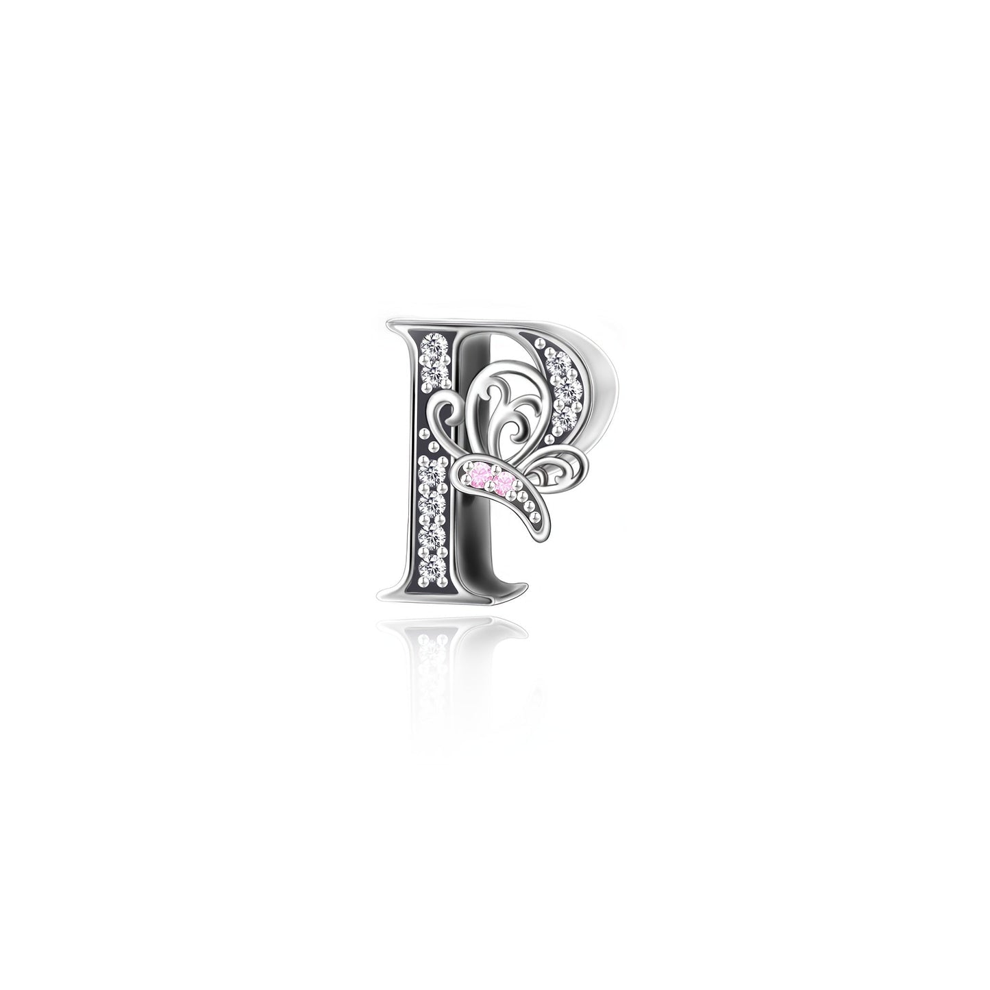 Exquisite 925 Sterling Silver Alphabet and Butterfly Charm Beads with Cubic Zirconia Accents - Great for Crafting Bracelets and Jewelry, Stunning Christmas Present