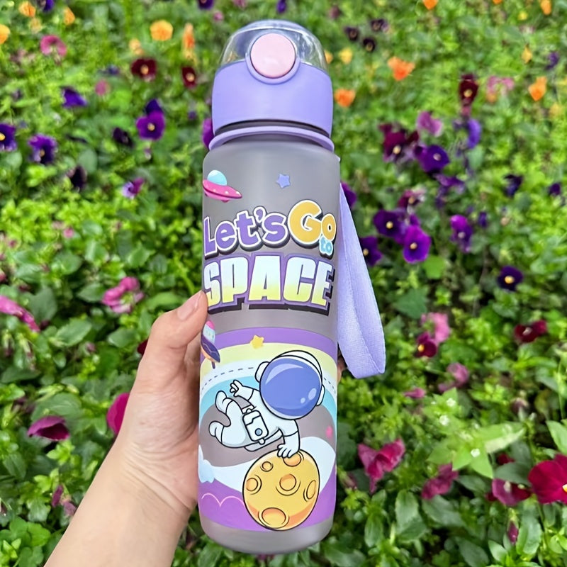 Leak-proof and space-themed 700ml water bottle made from BPA-free, high-temperature resistant PC material, ideal for outdoor activities. A perfect holiday gift.