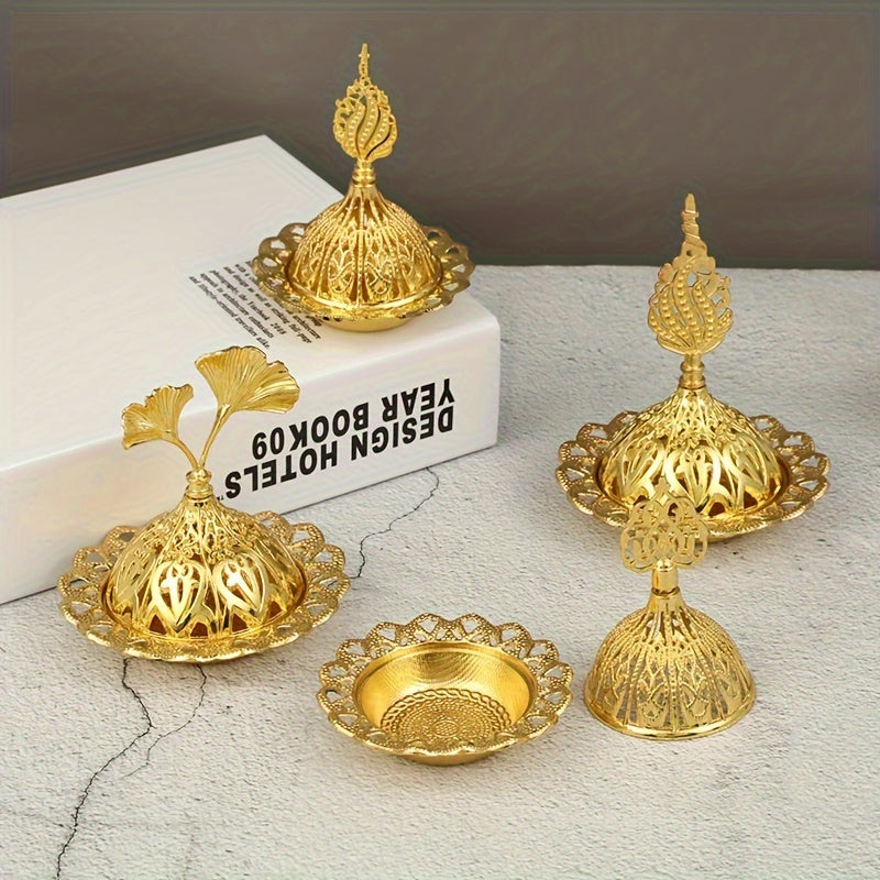 Golden Incense Burner - Perfect for home decor or as a gift for holidays, birthdays, or Eid Al-Adha. Suitable for men and women.