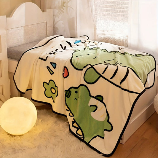 The Ultra-Soft Dinosaur Flannel Throw Blanket measuring 144.78x99.06 cm is perfect for both youngsters and adults. It is ideal for use on the couch, bed, during travel, or while camping. This blanket makes a great gift for Christmas, Halloween, or