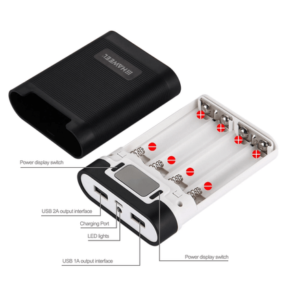 HAWEEL 4-Section 18650 Battery Case with LED Indicator