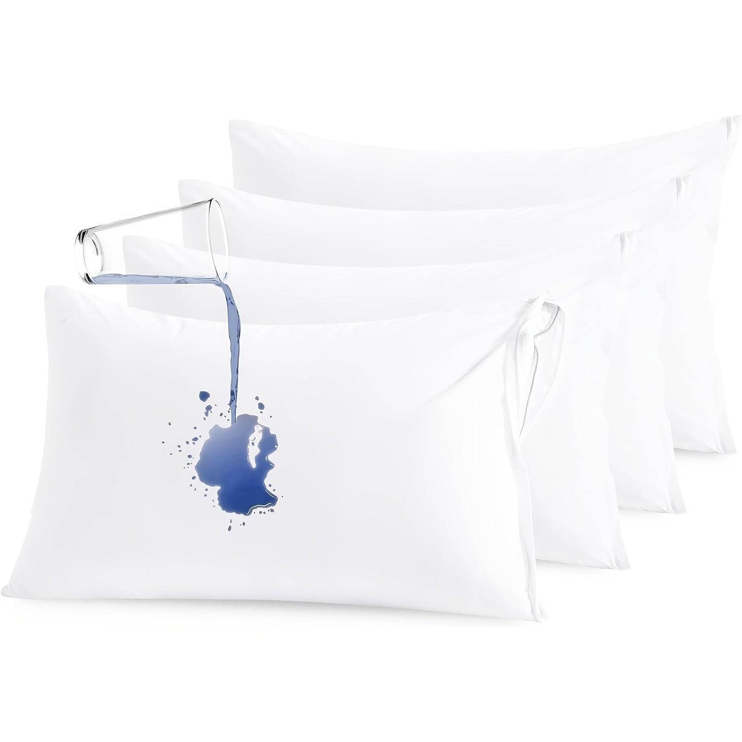 This pillow protector cover is made of 100% polyester knitted fabric that is waterproof and ultra-soft. The thick white pillowcase is breathable and machine washable with a zipper closure. It is water-resistant and features active printing, weighing 110g