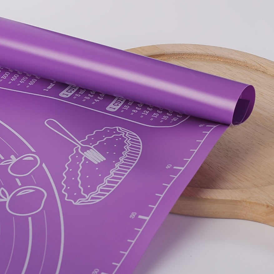 1 piece Pastry Mat with Non-Stick Surface for Baking and Rolling Dough, includes Measurements for Kneading, Countertop Protection, and easy Pie Crust shaping.