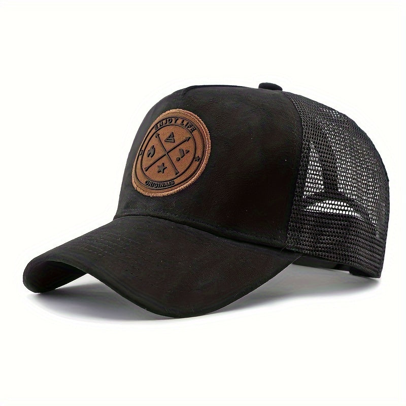 Men's adjustable baseball cap in lightweight polyester with two-tone mesh design and logo. Available in multiple colors.